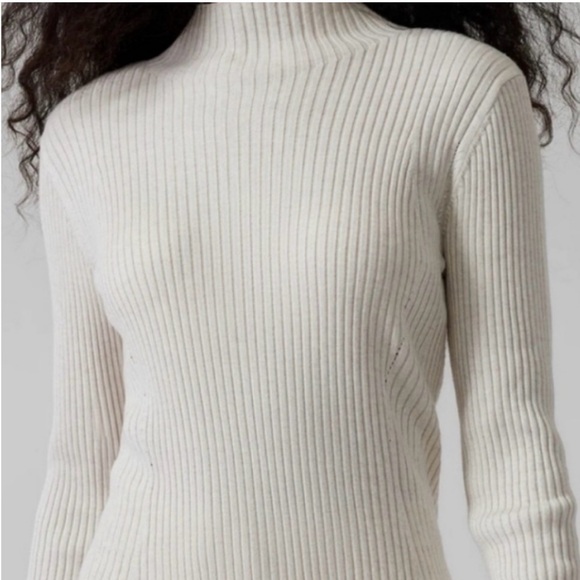 Athleta Reverie ribbed mock neck sweater sea salt - Picture 1 of 7